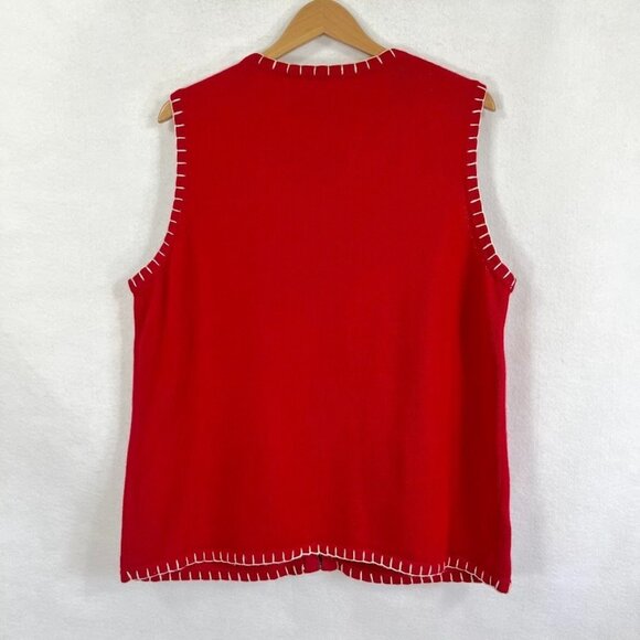 Handmade Christmas Patchwork Zip Sweater Vest Grandma Festive Holiday Party L - Picture 5 of 5